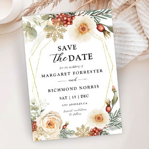 Christmas Wreath Winter Wedding Save The Date Invitation