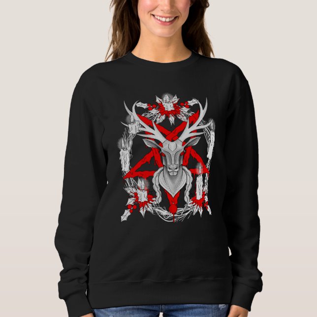 Christmas wreath witchcraft candles blood Satanic  Sweatshirt (Front)