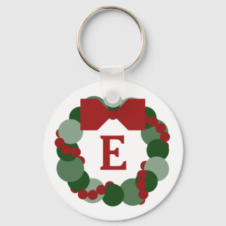 Christmas Wreath with Custom Monogram Keychain