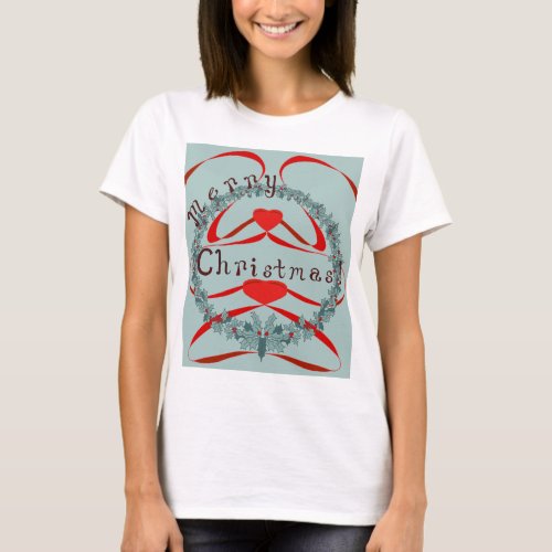 Christmas Wreath with Flowing Ribbon T shirt