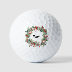Christmas Wreath with golfer name Golf Balls