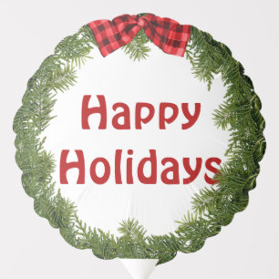 Christmas wreath with lumberjack bow balloon