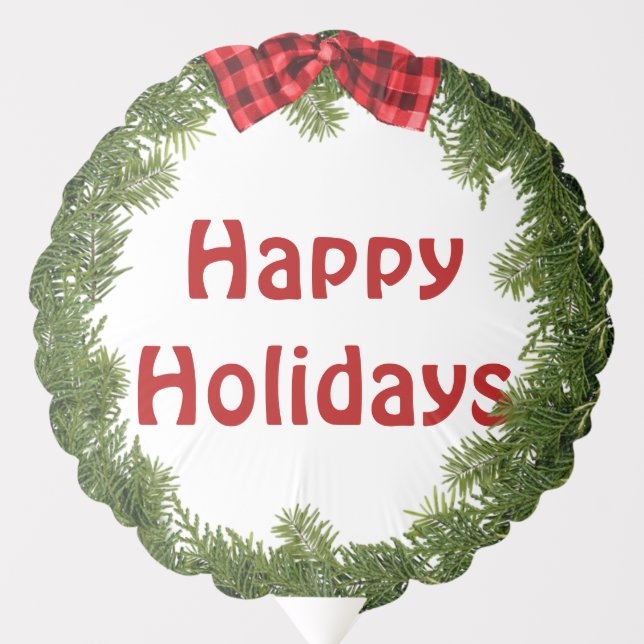 Christmas wreath with lumberjack bow balloon (Front)