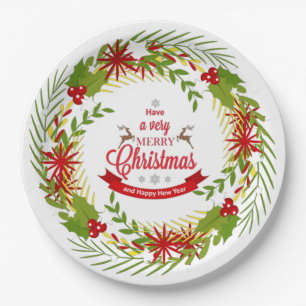 Christmas Wreath with Mistletoe paper plates