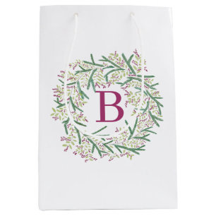 Christmas Wreath with monogram Medium Gift Bag