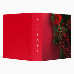 christmas wreath with red berries   3 ring binder