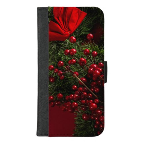 christmas wreath with red berries             iPhone 87 plus wallet case