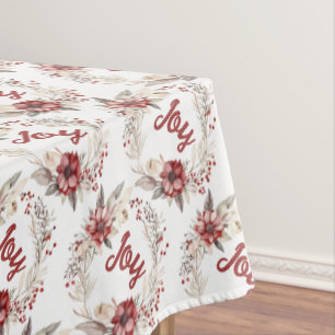 Christmas wreath, with red flowers and berries tablecloth