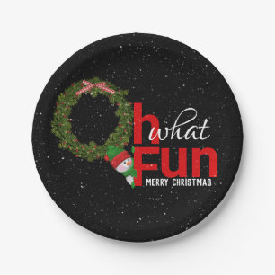 Christmas wreath with snowman paper plates