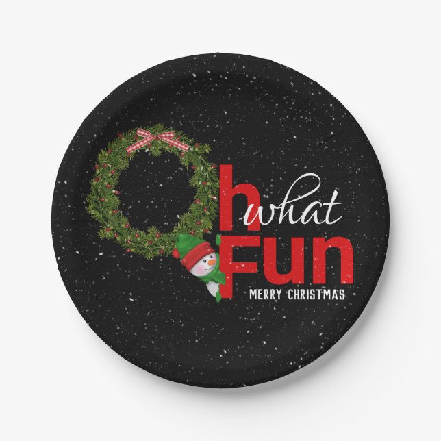 Christmas wreath with snowman paper plates (Front)