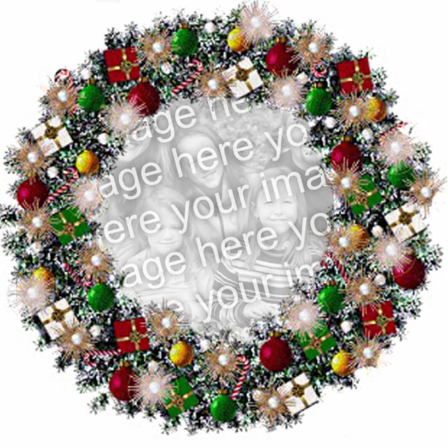 Christmas Wreath With Your Own Photo! Statuette (Front)