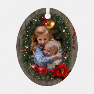 Christmas Wreath with your Photo(s) Metal Ornament
