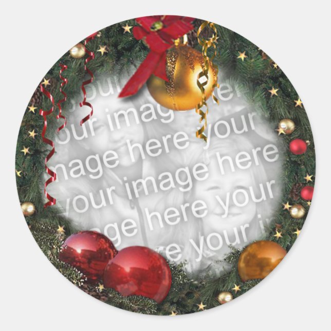Christmas Wreath with your Photo Sticker (Front)