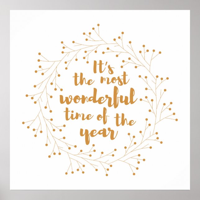 Christmas wreath wonderful time - golden poster (Front)