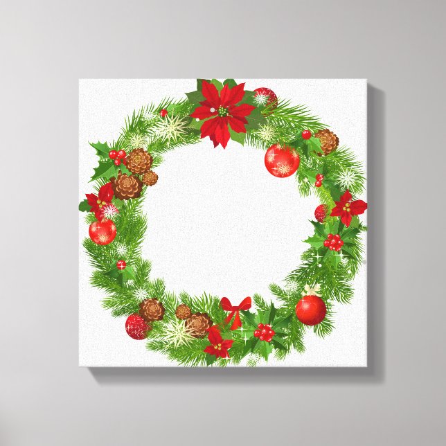 Christmas Wreath Wrapped Canvas Print (Front)