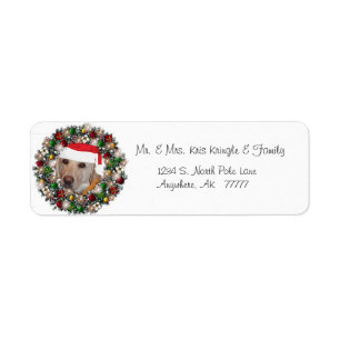 Christmas Wreath Yellow Labrador Address Label