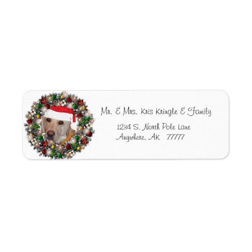 Christmas Wreath Yellow Labrador Address Label