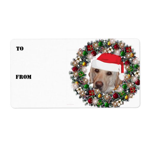 Christmas Wreath Yellow Labrador Gift Labels