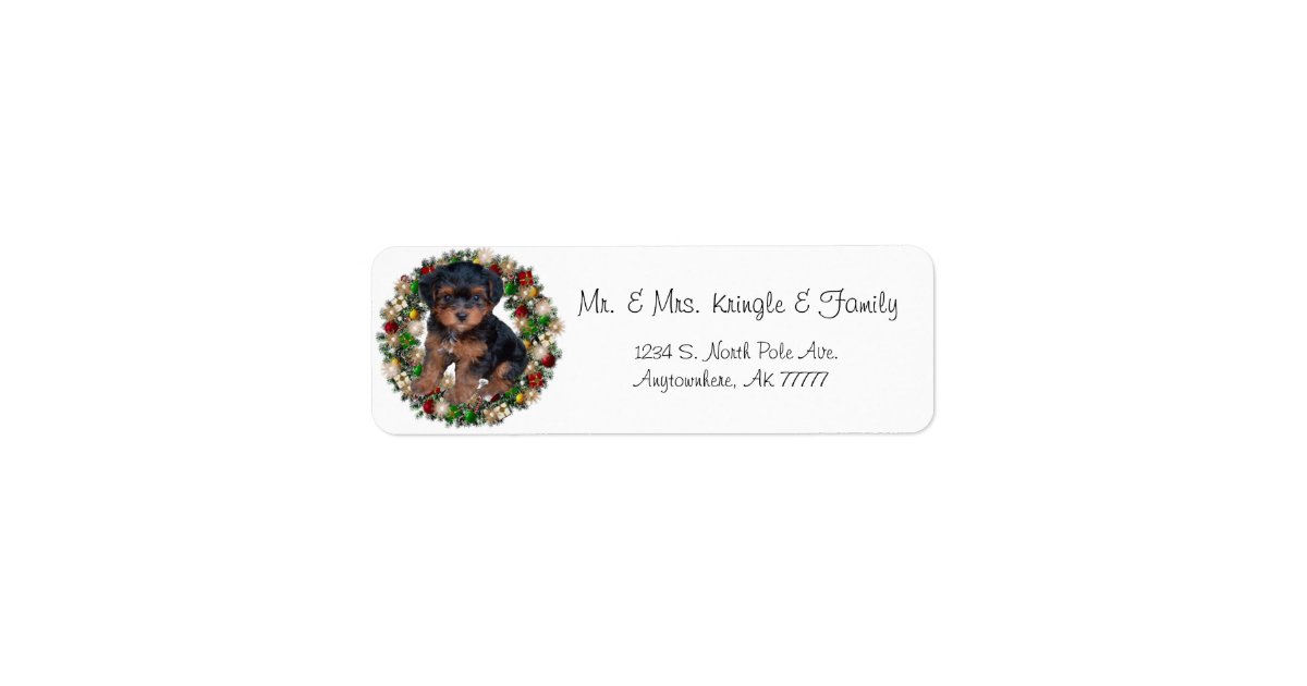 Christmas Wreath Yorkshire Terrier Gift Labels Zazzle
