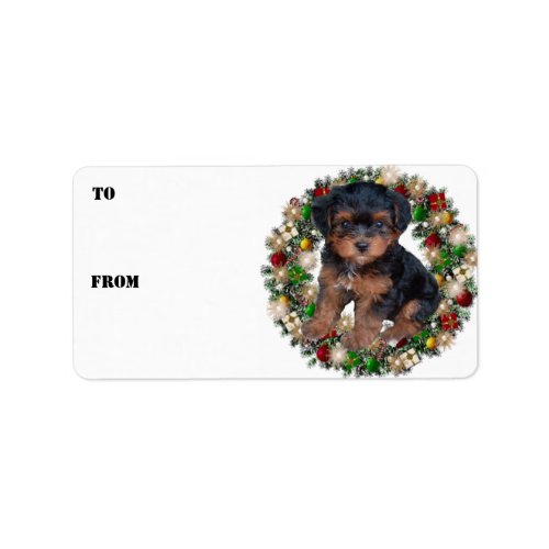 Christmas Wreath Yorkshire Terrier Gift Labels