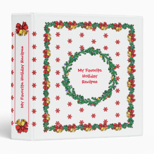 Christmas Wreaths & Garland Cookbook Recipes 3 Ring Binder