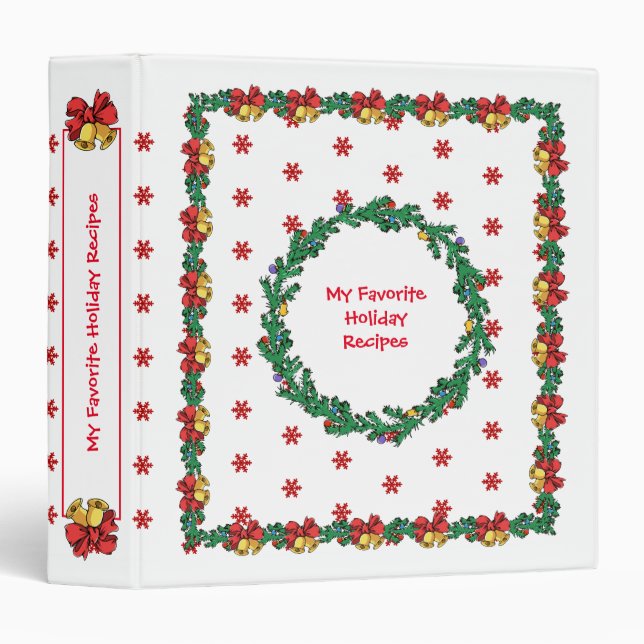 Christmas Wreaths & Garland Cookbook Recipes 3 Ring Binder (Front/Spine)