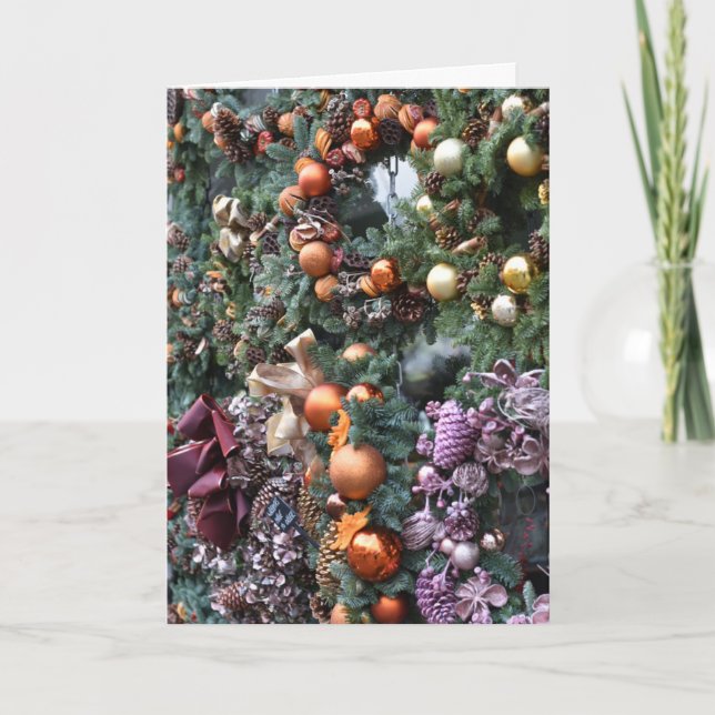 Christmas Wreaths London UK Festive Season Card (Front)