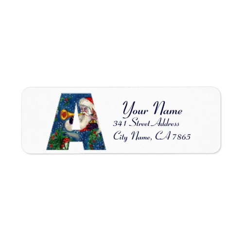 CHRISTMAS X LETTER  SANTA CLAUS BUGLER LABEL