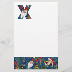 CHRISTMAS X LETTER / SANTA CLAUS WITH RED RIBBON STATIONERY