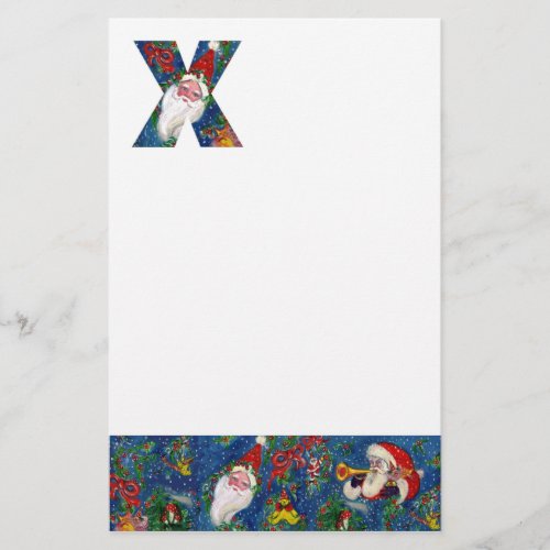 CHRISTMAS X LETTER  SANTA CLAUS WITH RED RIBBON STATIONERY