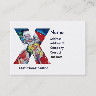 CHRISTMAS X LETTER / SANTA WITH VIOLIN MONOGRAM BUSINESS CARD