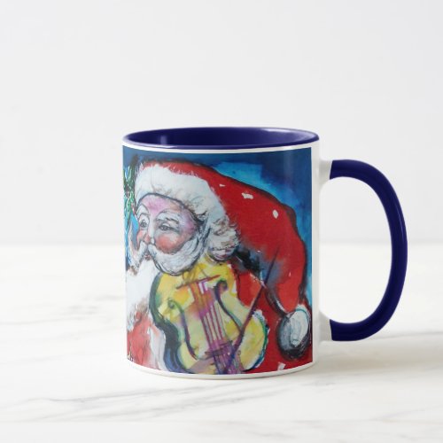 CHRISTMAS X LETTER  SANTA  WITH VIOLIN MONOGRAM MUG