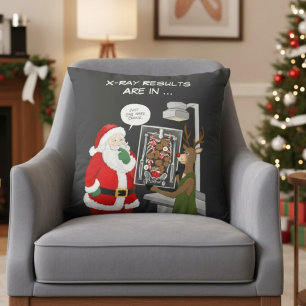Christmas X-Ray Technician Funny Santa & Reindeer  Throw Pillow
