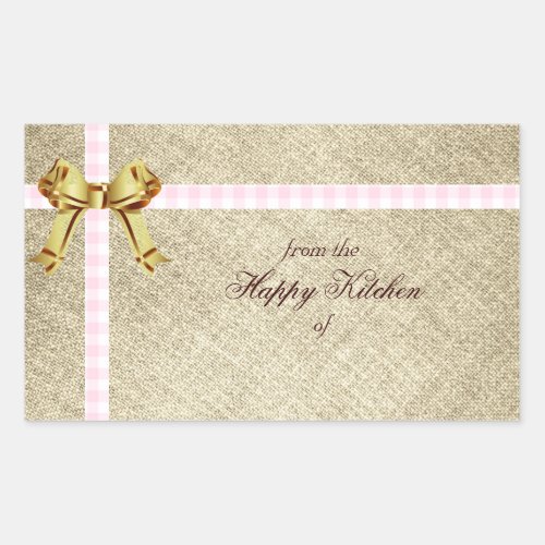 Christmas Xmas Baking Girly Pink  Rustic Burlap Rectangular Sticker