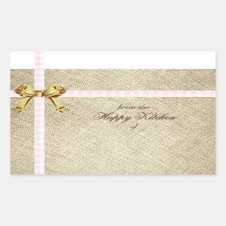Christmas Xmas Baking Girly Pink & Rustic Burlap Rectangular Sticker