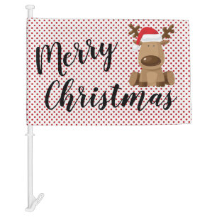Christmas XMAS Car Flag Reindeer Polka Dot Polkado