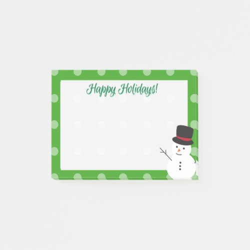 Christmas Xmas Cute Cartoon Snowman Green Border Post_it Notes