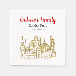 Christmas Xmas Heraldic Castle #2 Crest Faux Gold Paper Napkins