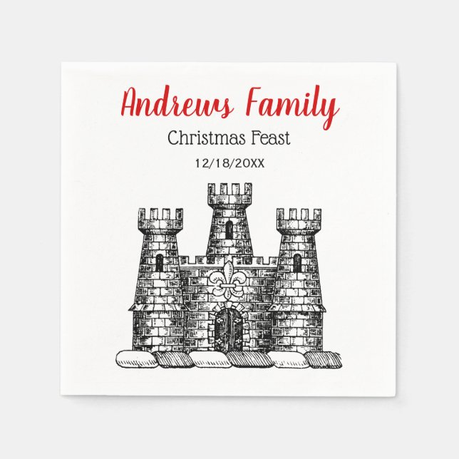 Christmas Xmas Heraldic Castle Emblem Crest C Napkins (Front)