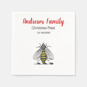 Christmas Xmas Heraldic Vintage Bee Emblem C Paper Napkins