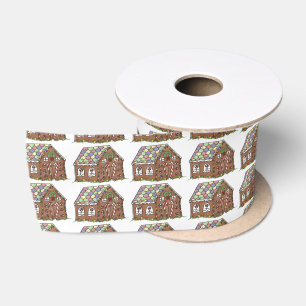 Christmas Xmas Holiday Gingerbread House Home Satin Ribbon