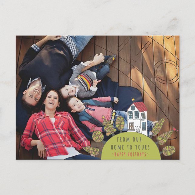 Christmas Xmas House Illustration Photo Postcard (Front)