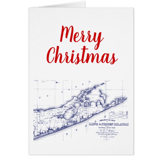 Christmas Xmas Long Island The Hamptons Map VC Cards (Front)