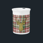 Christmas XMAS Plaid Tartan Gold Deer Buck Pitcher<br><div class="desc">Christmas XMAS Pitcher</div>