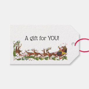 Christmas Xmas Santa Sleigh Reindeer Border Gift Tags