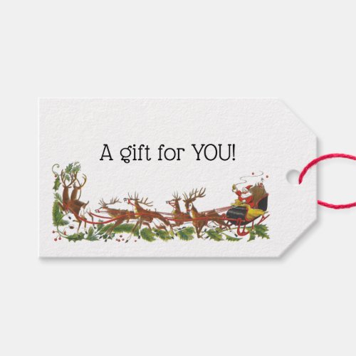 Christmas Xmas Santa Sleigh Reindeer Border Gift Tags