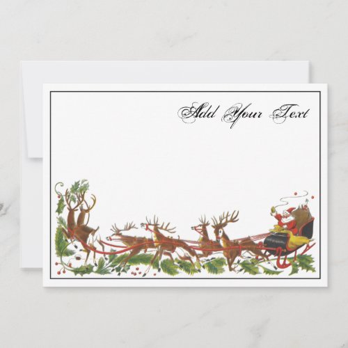 Christmas Xmas Santa Sleigh Reindeer Border Holiday Card