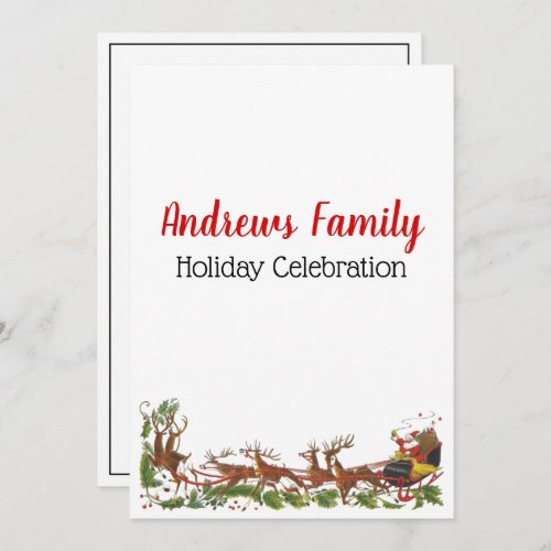 Christmas Xmas Santa Sleigh Reindeer Border Invitation