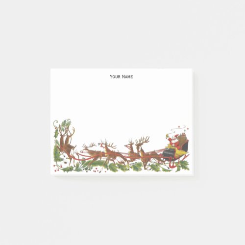 Christmas Xmas Santa Sleigh Reindeer Border Post_it Notes