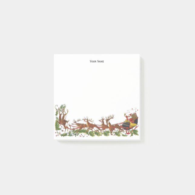 Christmas Xmas Santa Sleigh Reindeer Border Post-it Notes (Front)